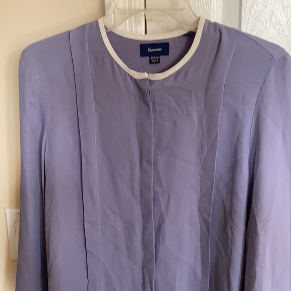 FACONNABLE SILK CORNFLOWER/IVORY BLOUSE with GREAT DETAILS SZ EUR 40, US 8 - Picture 6 of 9